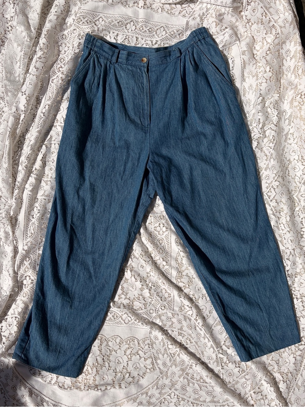 Vintage 90s David Brooks Pleated Denim Trousers High Rise Cotton Pants